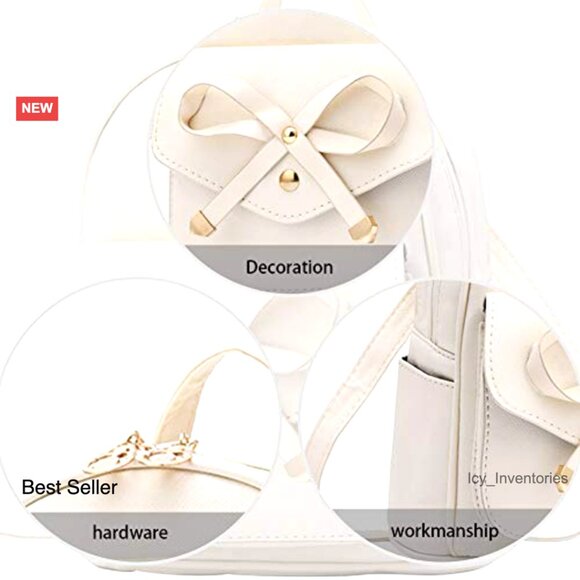 Mini Leather Backpack Cute Bowknot Chic Fashion Daily Purse for Women main image 6